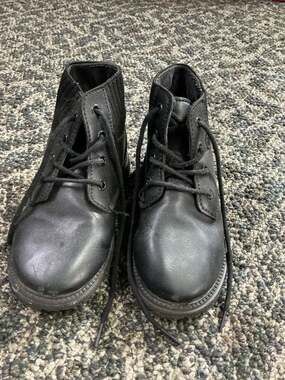 Toddler Lace-Up Ankle Boots with Knit Collar, Black